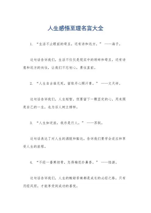 人生感悟至理名言大全