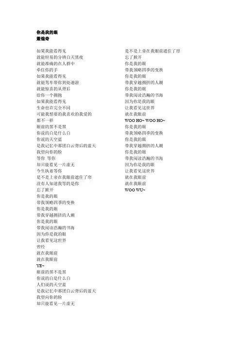 《你是我的眼》歌词