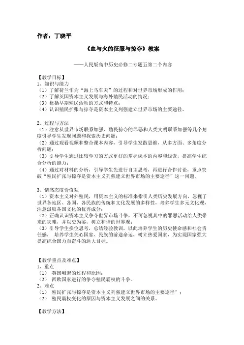 《血与火的征服与掠夺》教案