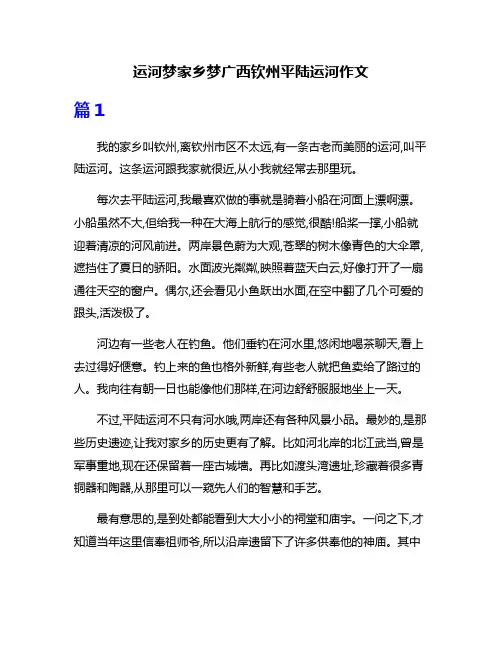 运河梦家乡梦广西钦州平陆运河作文