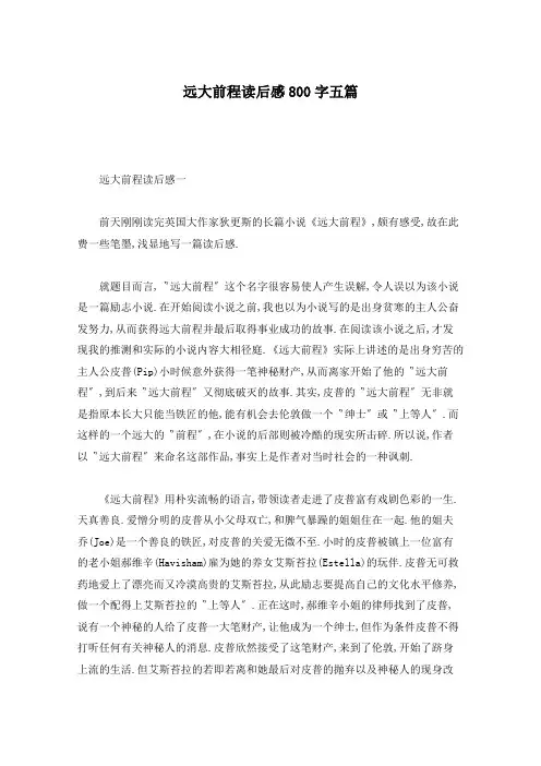 远大前程读后感800字五篇