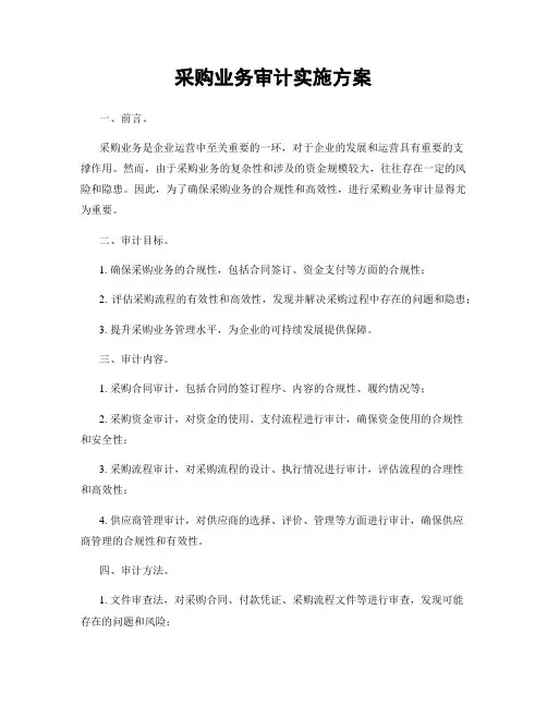 采购业务审计实施方案