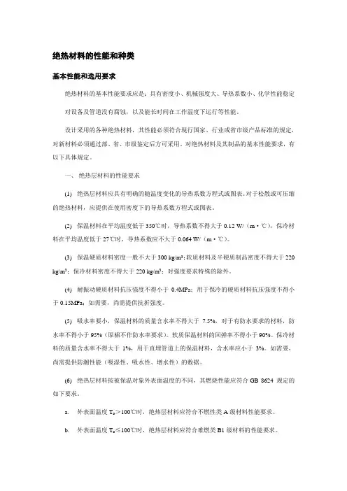 绝热材料的性能和种类