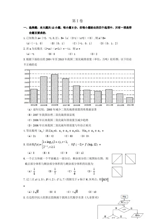 2015年普通高等学校招生全国统一考试海南卷