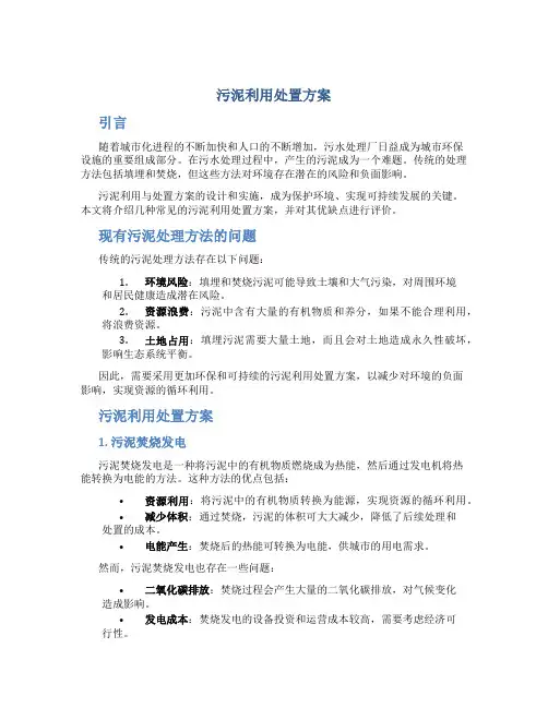 污泥利用处置方案