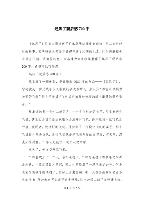 起风了观后感700字