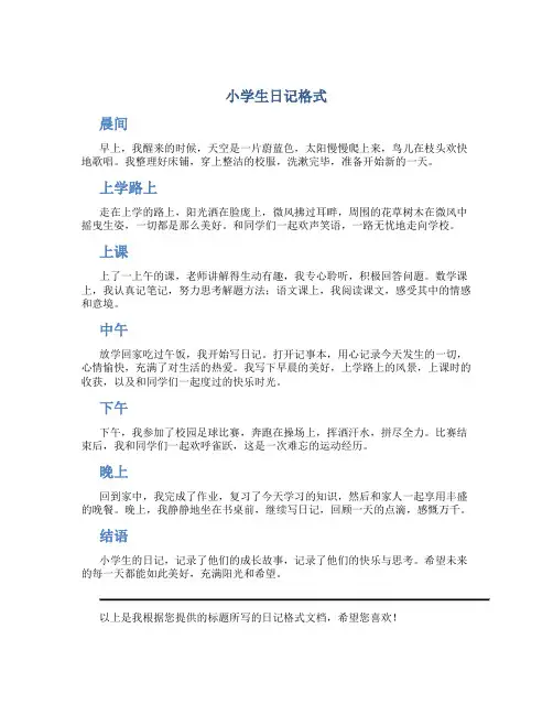 小学生写日记格式1