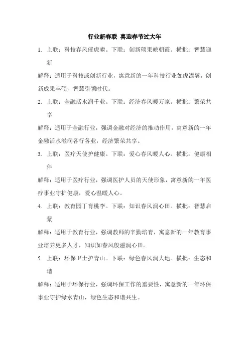 行业新春联 喜迎春节过大年