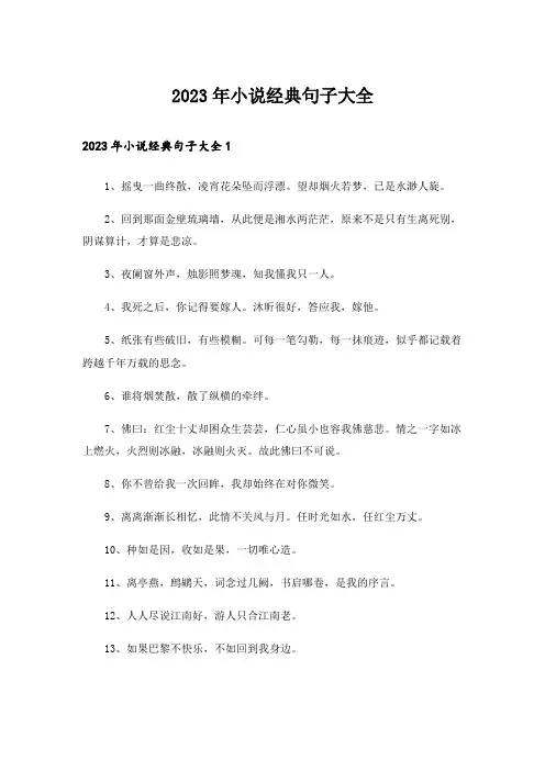 2023年个性_小说经典句子大全_1