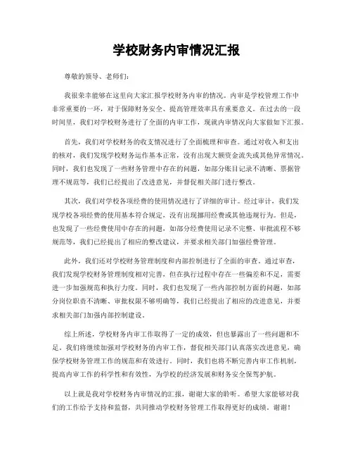 学校财务内审情况汇报