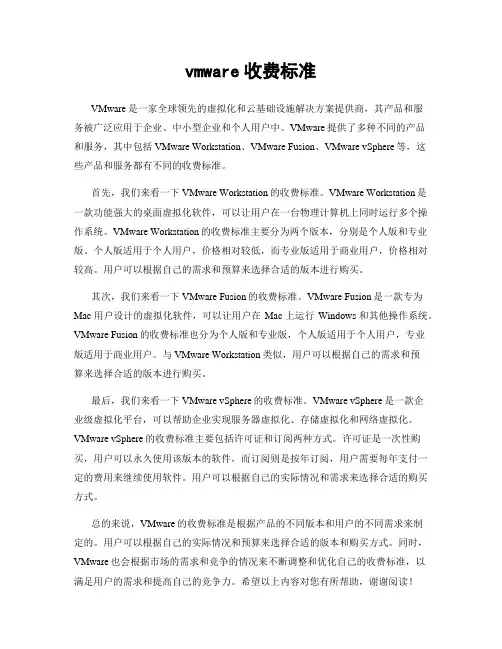 vmware收费标准