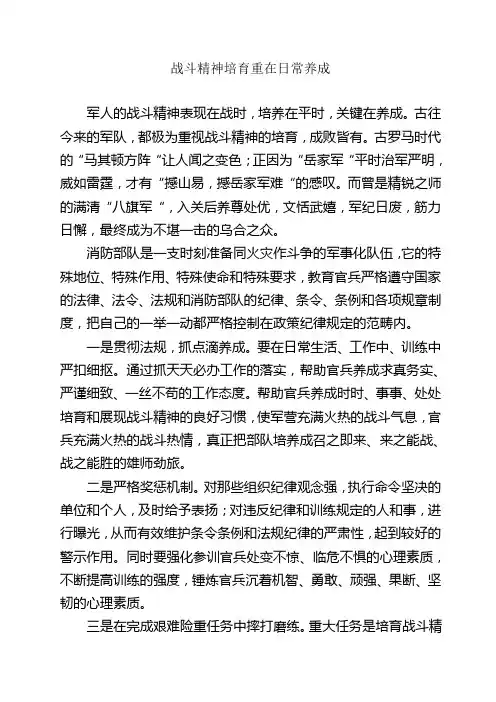 战斗精神培育重在日常养成