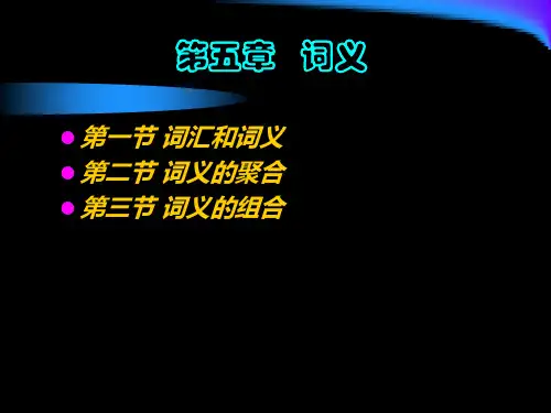 词义词汇和词义词义的聚合词义的组合第