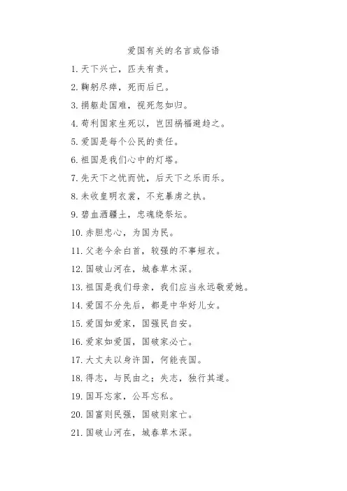 爱国有关的名言或俗语