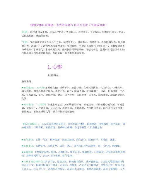 五脏寒热虚实辨症与用药方法