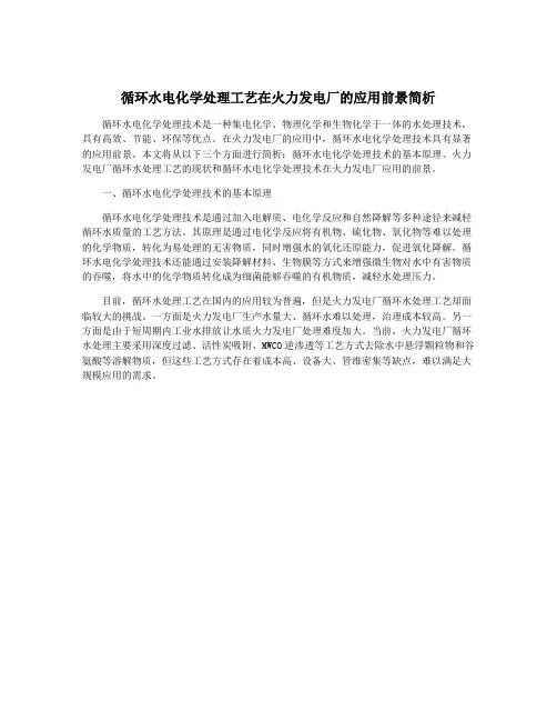 循环水电化学处理工艺在火力发电厂的应用前景简析