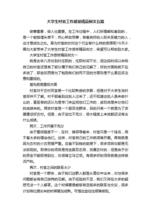 大学生村官工作感受精品例文五篇