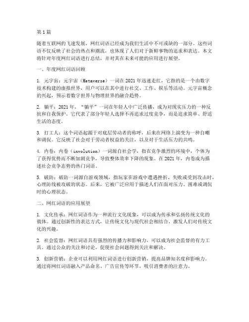 年度总结规划网红词语(3篇)