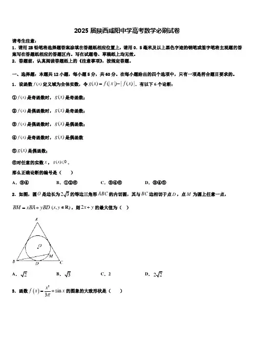 2025届陕西咸阳中学高考数学必刷试卷含解析