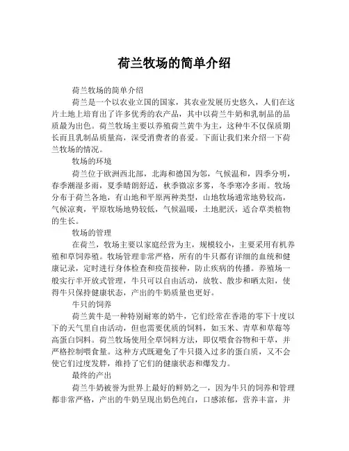 荷兰牧场的简单介绍