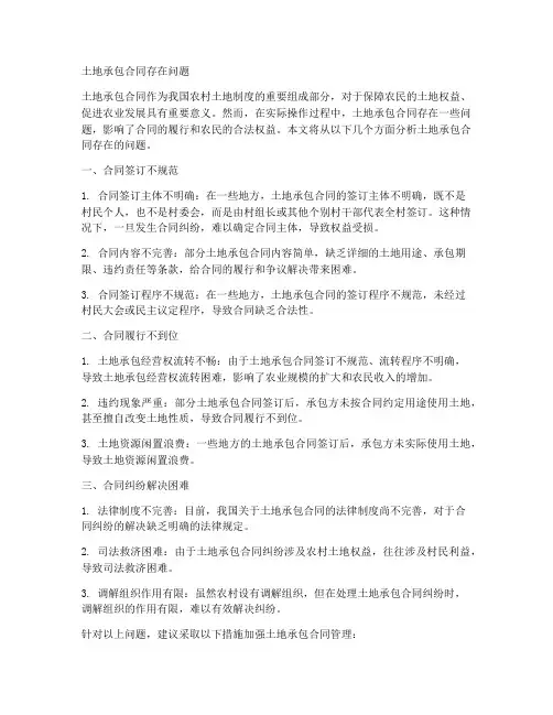 土地承包合同存在问题