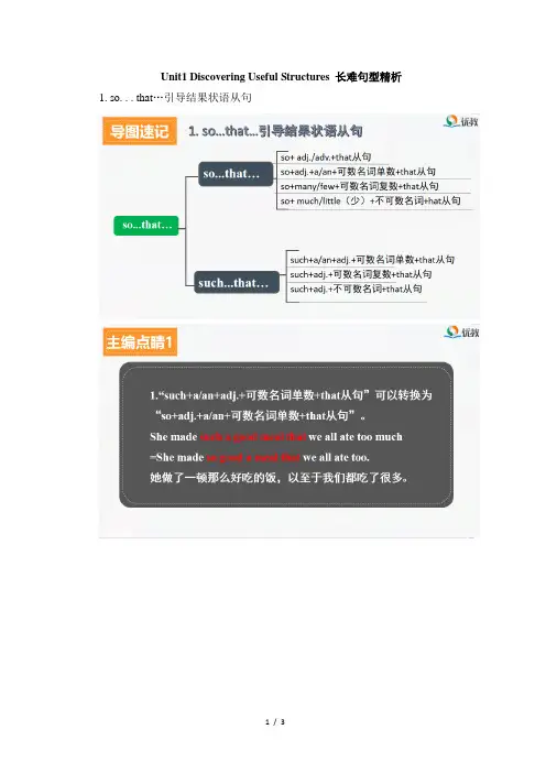 2019人教版高中英语必修一Unit1Useful Structures 长难句型精析
