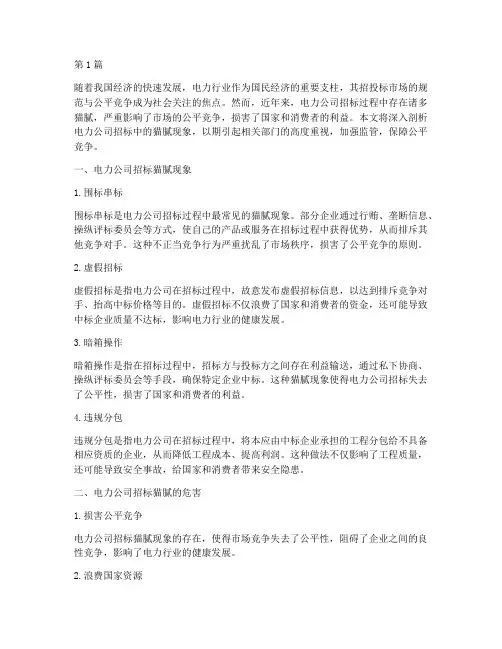 电力公司招标猫腻(3篇)