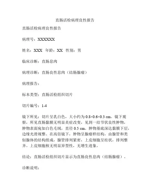 直肠活检病理良性报告