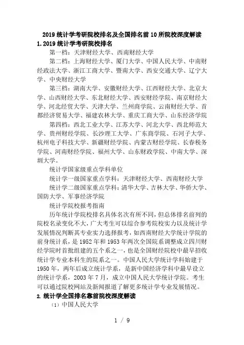 2019统计学考研院校排名及全国排名前10所院校深度解读