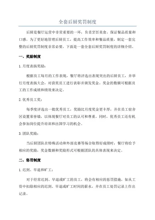 全套后厨奖罚制度