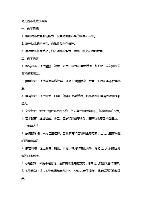 幼儿园小班蒙氏教案