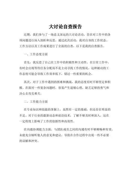大讨论自查报告