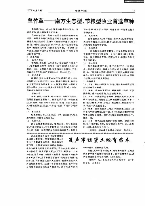皇竹草——南方生态型、节粮型牧业首选草种