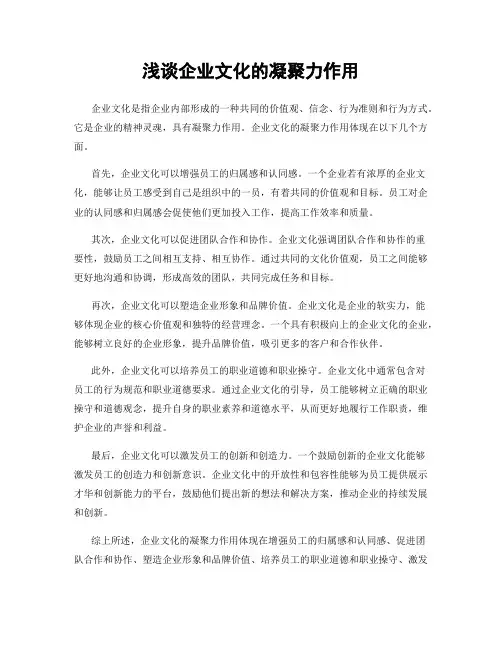 浅谈企业文化的凝聚力作用