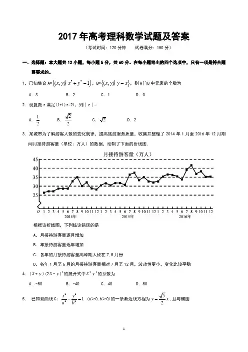 2017贵州高考数学(理科)试题及参考答案