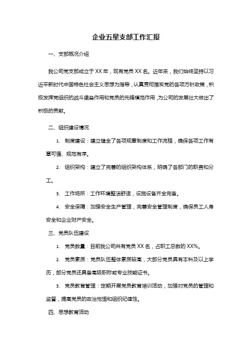 企业五星某部工作汇报