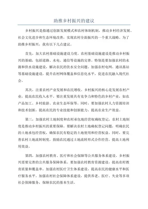 助推乡村振兴的建议