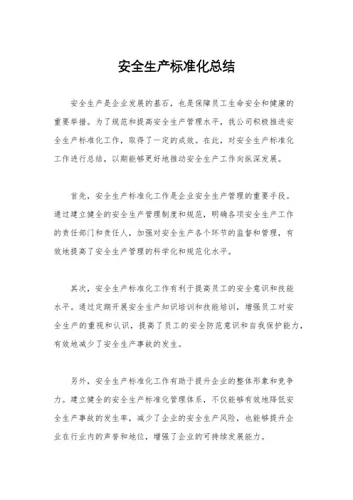 安全生产标准化总结