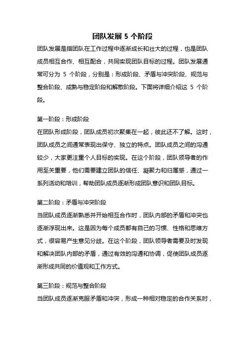 团队发展5个阶段