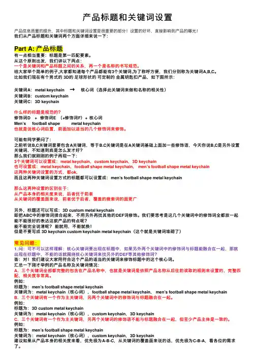产品标题和关键词设置