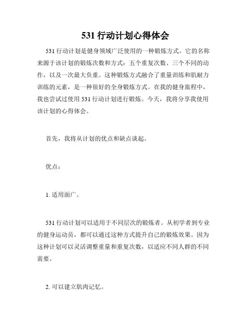 531行动计划心得体会