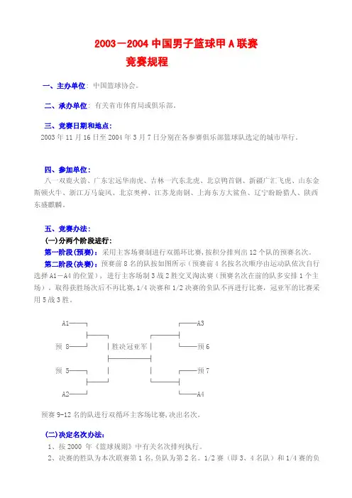 [整理]2003-2004中国男子篮球甲A联赛