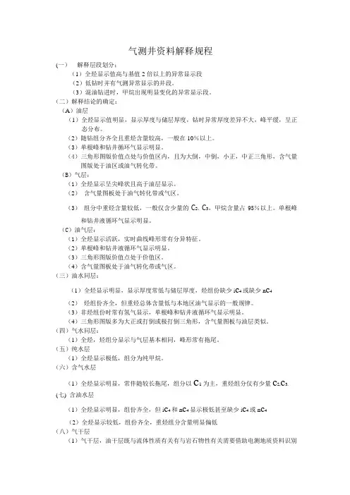 气测井资料解释规程