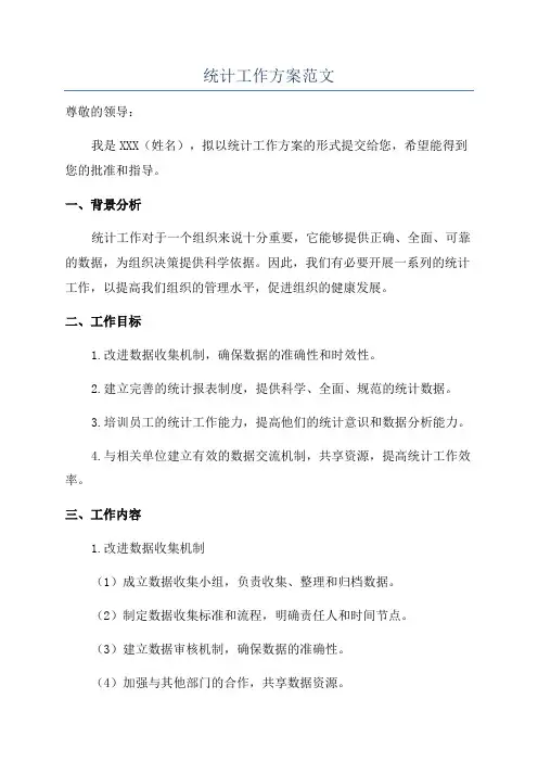 统计工作方案范文