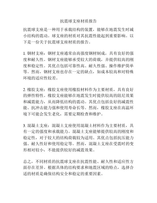抗震球支座材质报告