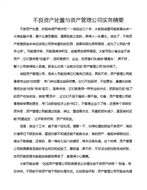 不良资产处置与资产管理公司实务精要
