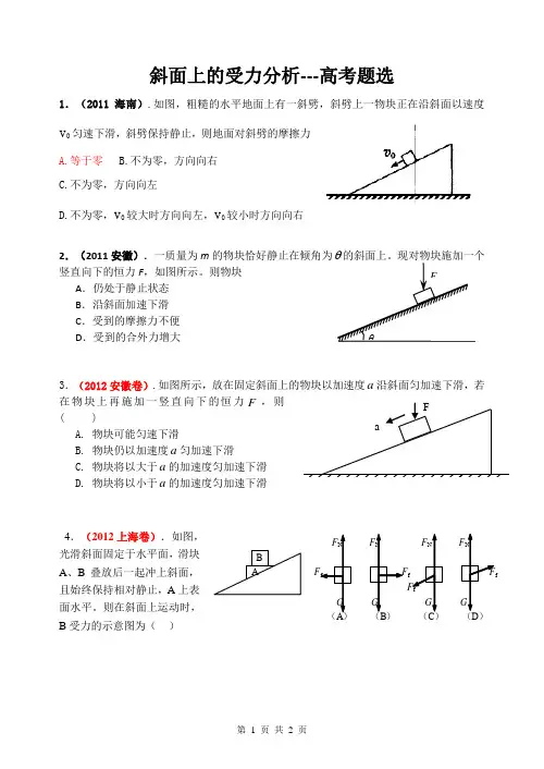 斜面上的受力分析---高考题选