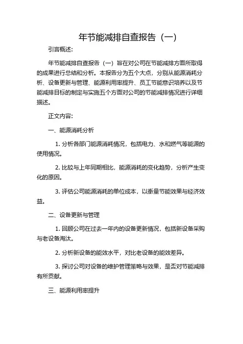 年节能减排自查报告(一)
