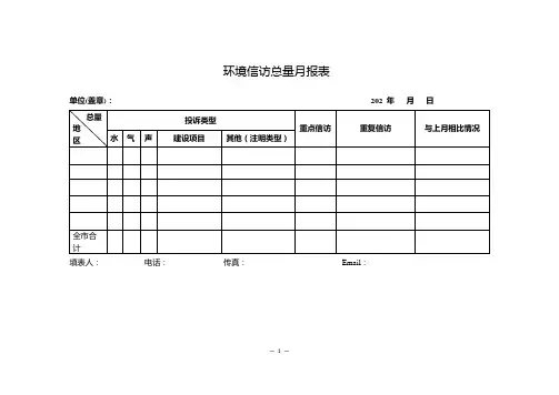 环境信访统计各类表格模板
