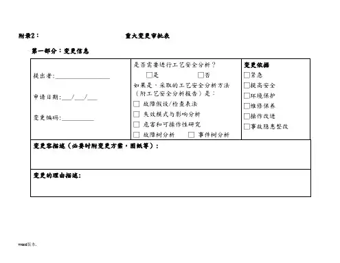 工艺设备变更表格模板